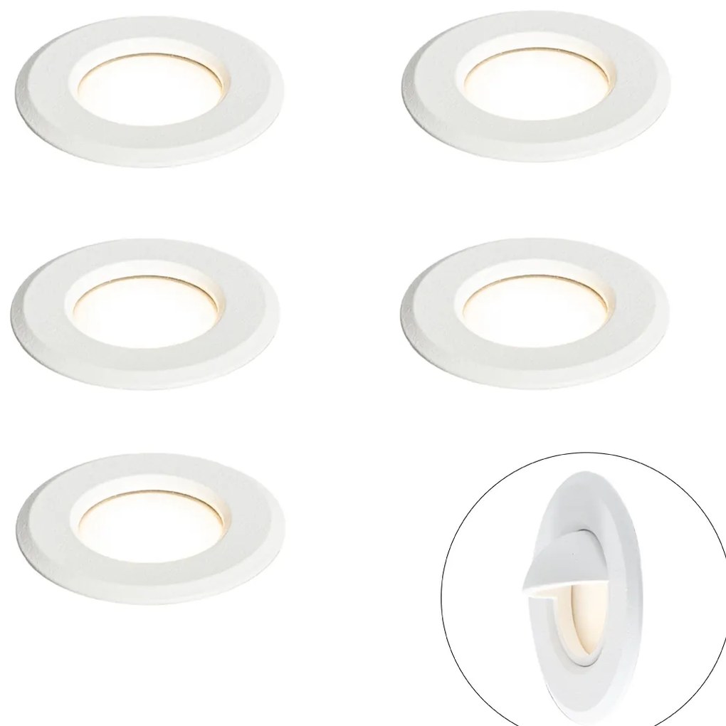 5 darabos modern, süllyesztett spotlámpa szett fehér színben, LED-del, IP67 - Linsey