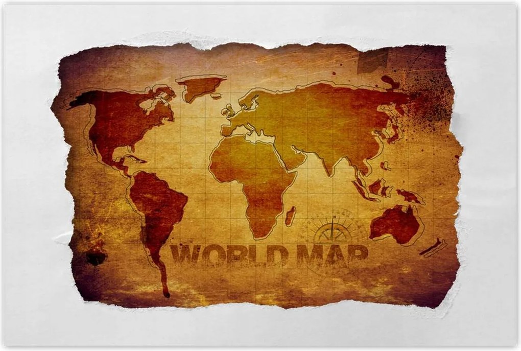 Poszterek 120x80 Barna világtérkép