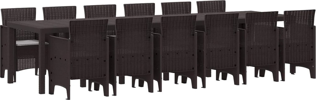 vidaXL Kert étkező szett 13 pcs Barna Polt rattan
