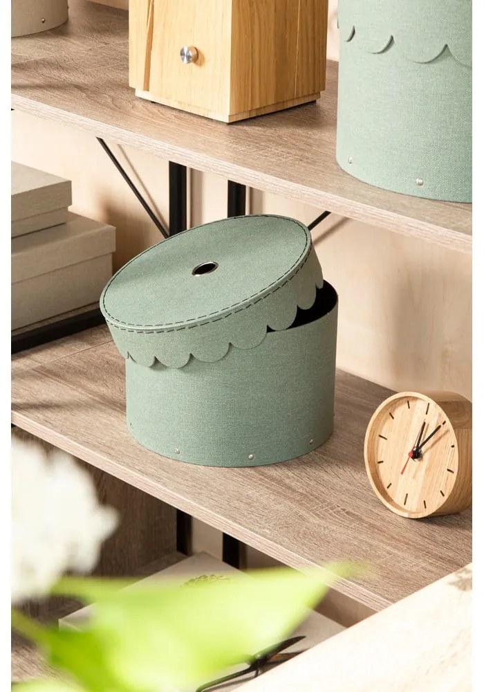 Kékeszöld fedeles karton tárolódoboz szett 2 db-os ø 26x17,5 cm Wilma Canvas Paper Laminate – Bigso