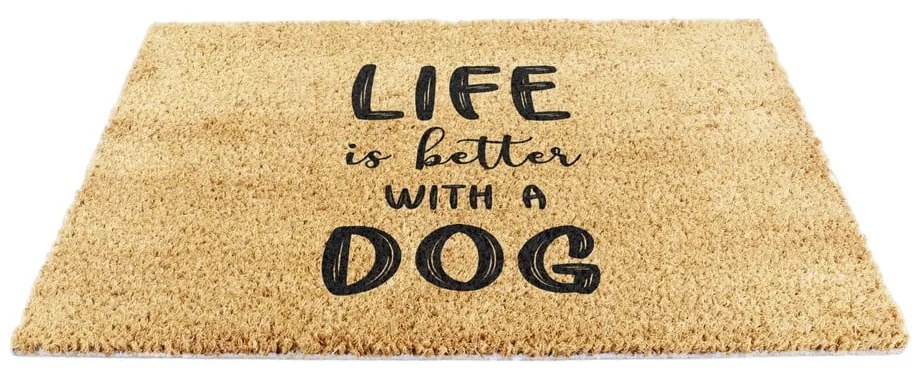 Kókuszrost lábtörlő 40x60 cm Life Is Better With a Dog – Artsy Doormats