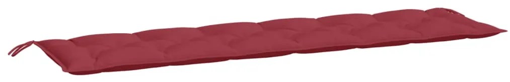 2 db borvörös oxford szövet kerti padpárna 200 x 50 x 7 cm
