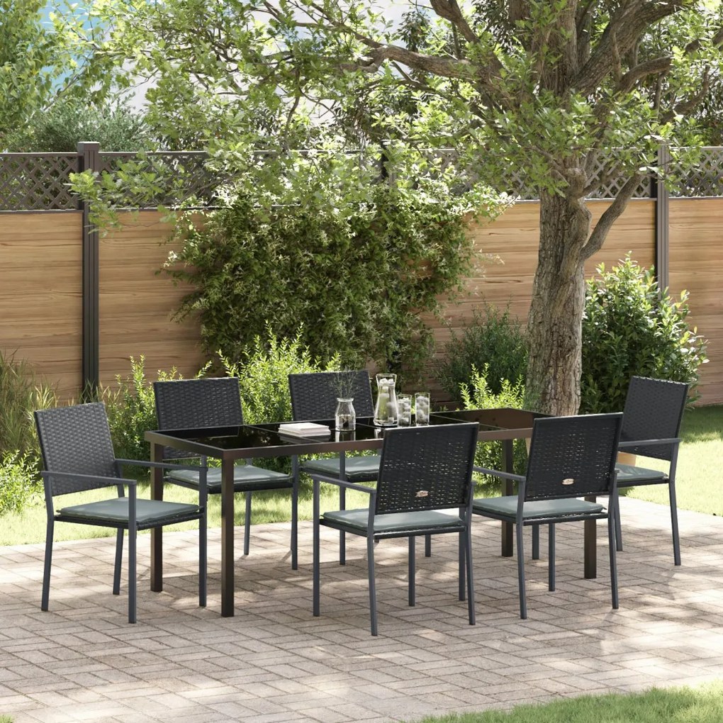 4-es szett Fekete PE rattan, porszórt acél 54x62.5x89 cm