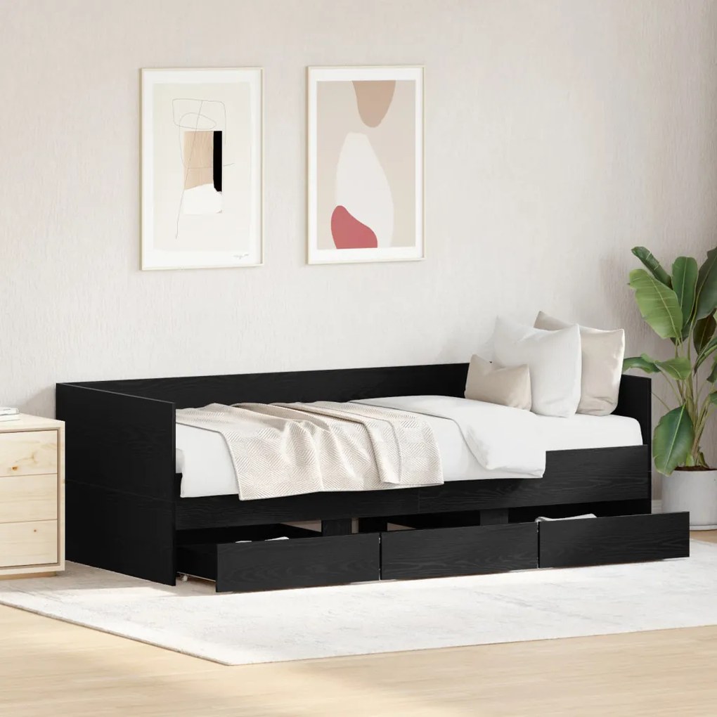 Napágy Fekete tölgy Szerelt fa 90 x 200 cm Tartós Napágy