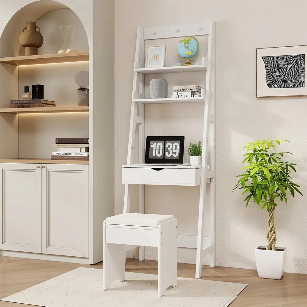 2 polcos keskeny sminkasztal székkel, 60 x 40 x 180 cm