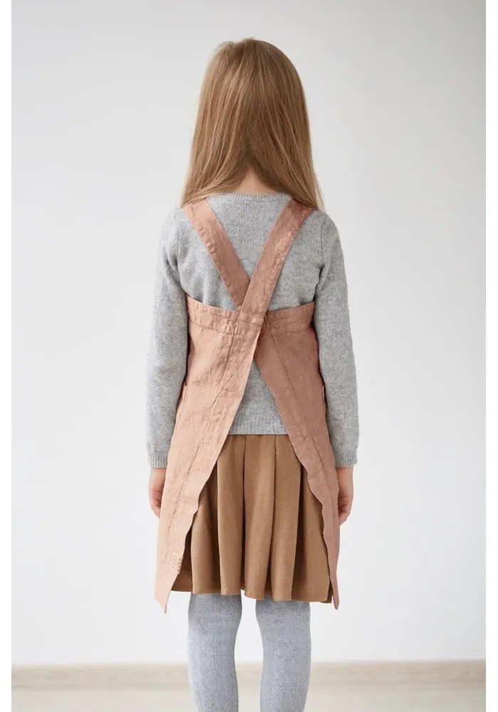 Pinafore narancssárga gyerek len kötény, 72 x 45 cm - Linen Tales