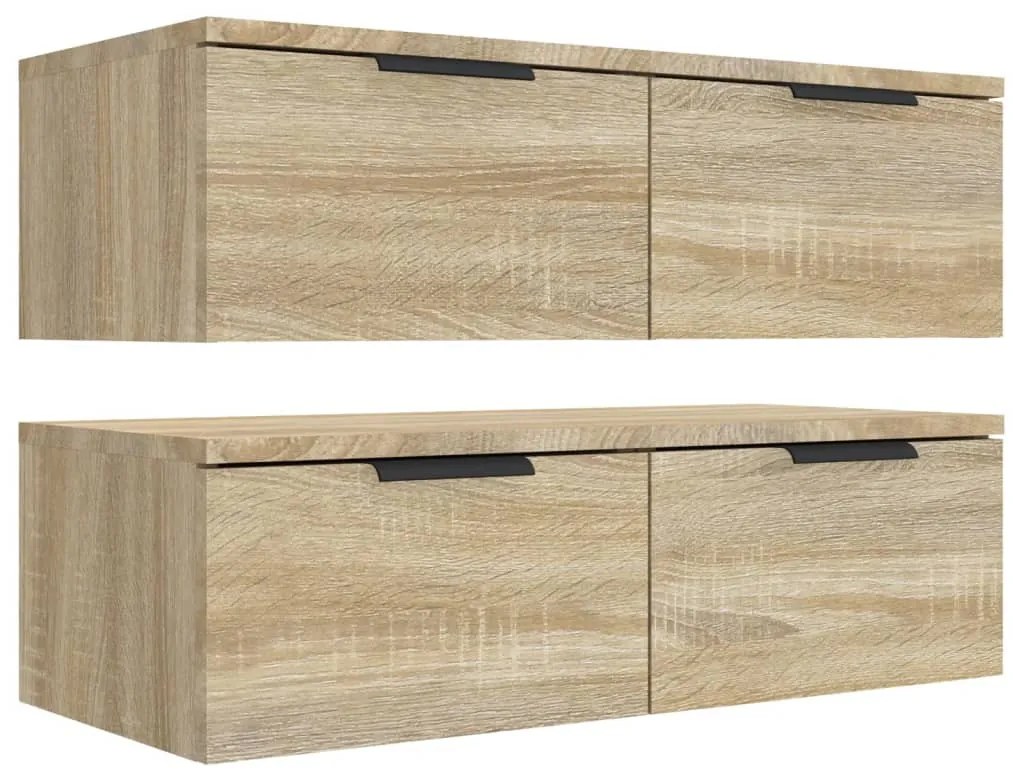2 db sonoma tölgyszínű szerelt fa fali szekrény 68x30x20 cm