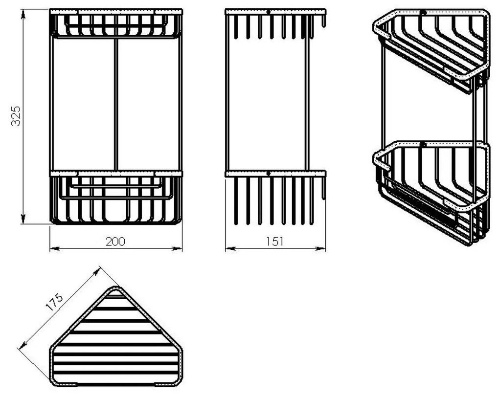 GEDY 2482 Smart kétszintes sarokpolc 20 x 32,5 x15,1 cm, ezüst színben