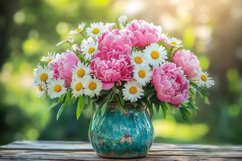 Vászonkép Canvas Dekoráció Virágok Bazsarózsa Margaréta Csokor 60x40