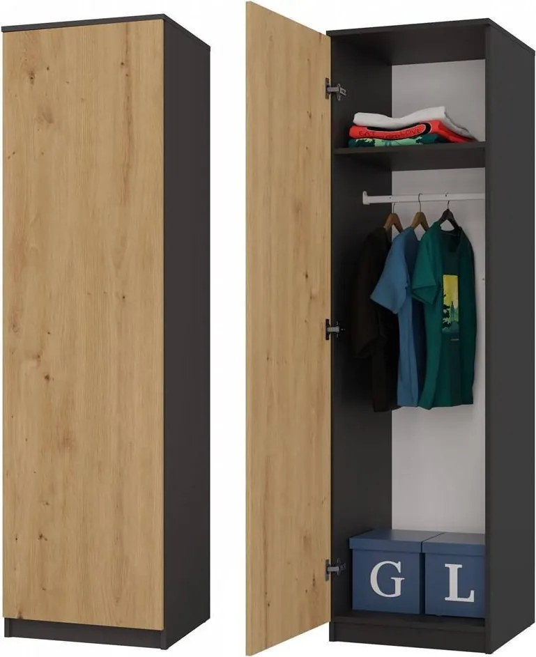 SD-50 ruhásszekrény, antracit-tölgy