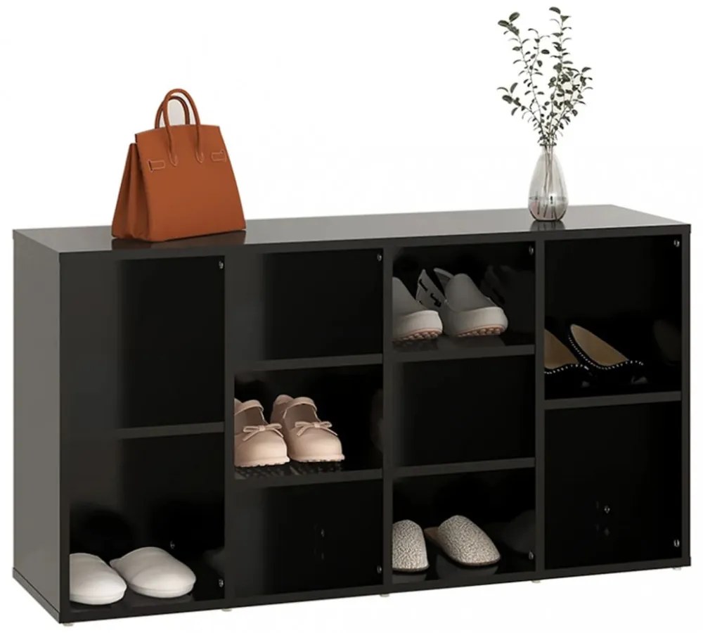 fekete szerelt fa cipőtároló pad 103 x 30 x 54,5 cm