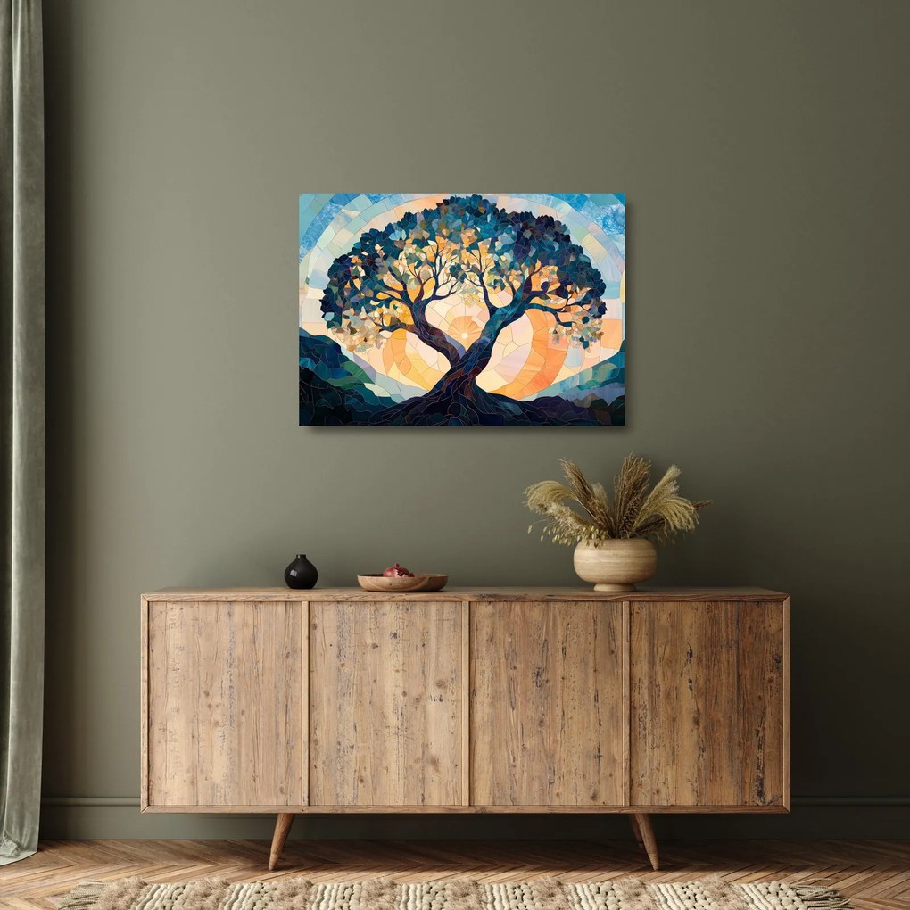 Üveg kép – Mozaik – nap és fa II. (70x50 cm)