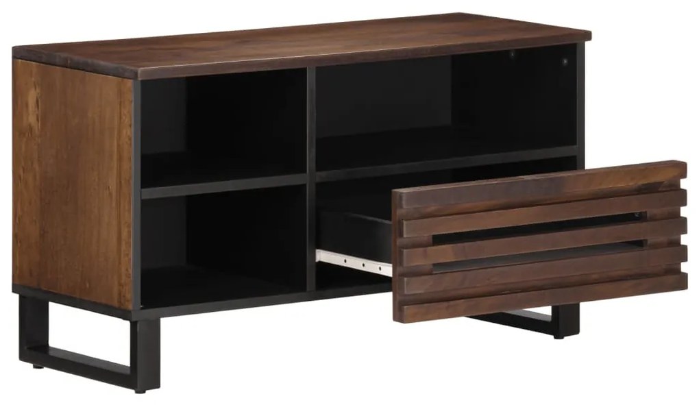 barna tömör mangófa TV-szekrény 80 x 34 x 46 cm