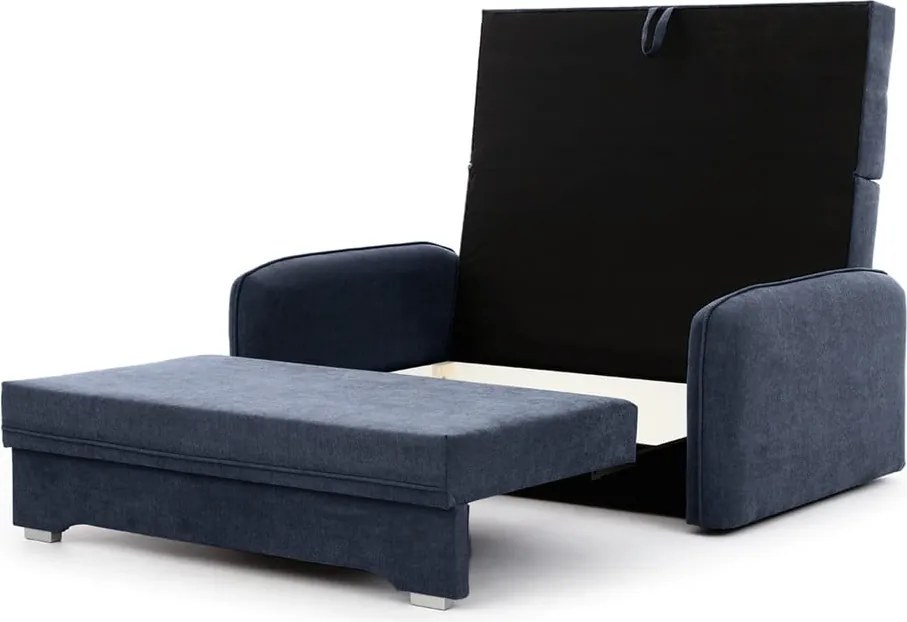 Sötétkék zsenília kinyitható-tárolóhelyes kanapé 155 cm Laine – ELTAP