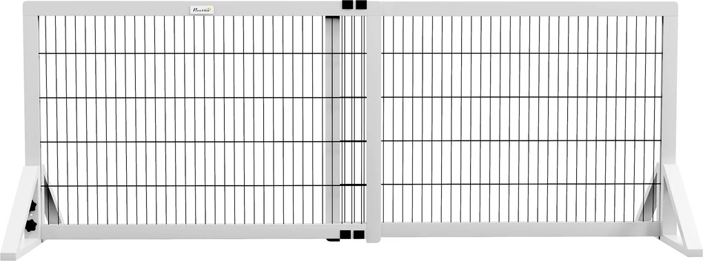PawHut Kutyabiztonsági Barikád, 2-paneles állítható szélességű védőkorlát 101-181H x 44Sz x 67M cm, lépcsőkhez, ajtókhoz, folyosókhoz, fenyőfából és a