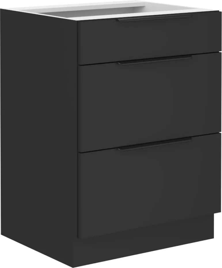 Alsó szekrény, fekete, SIBER 60 D 3S BB