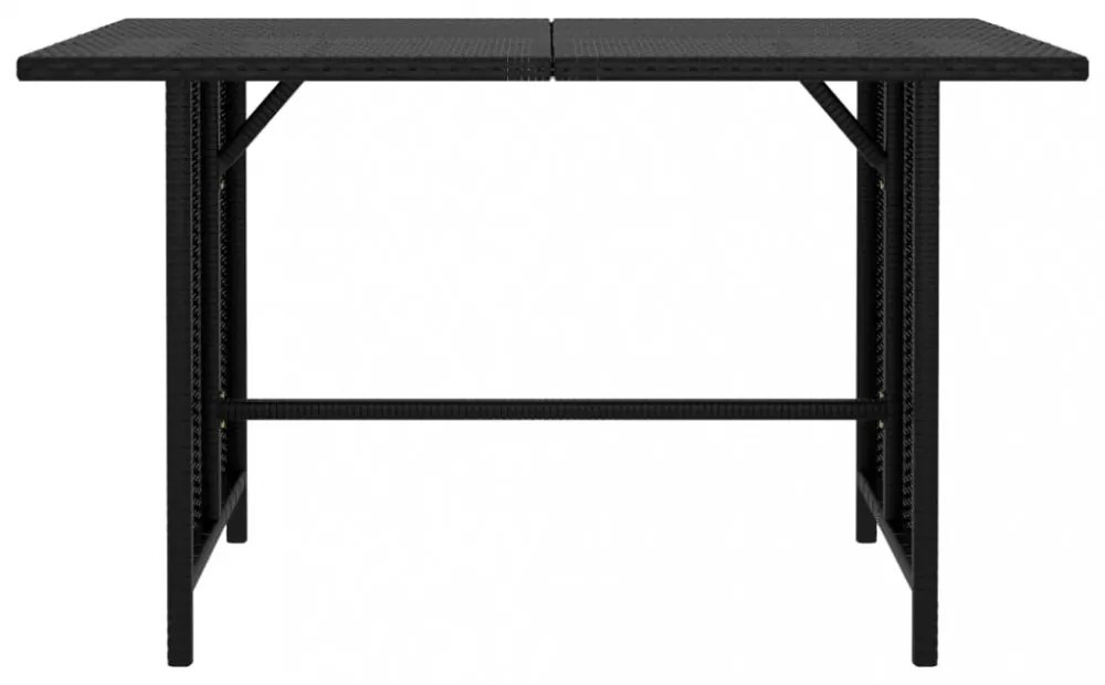 fekete polyrattan kerti étkezőasztal 110 x 70 x 65 cm