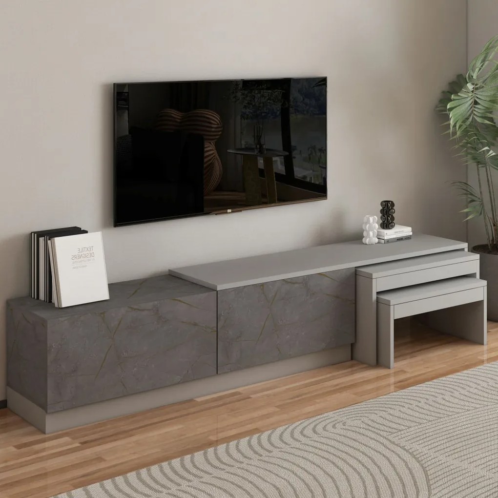 Nest TV-állvány, gordion márvány-szürke, 180 cm