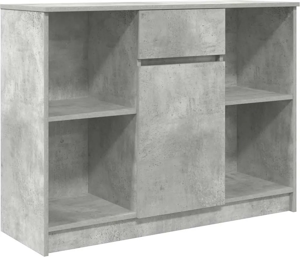 vidaXL betonszürke szerelt fa tálalószekrény fiókos 101x35x76 cm