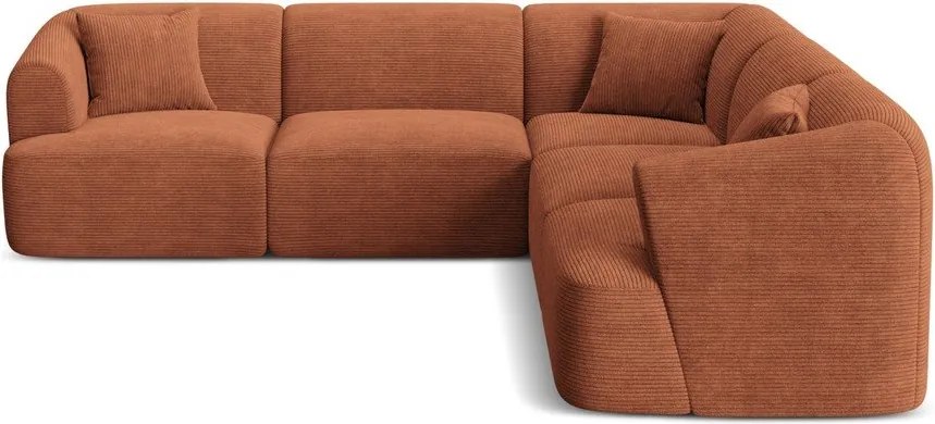 Terrakotta színű kordbársony sarokkanapé Campi – Cosmopolitan Design