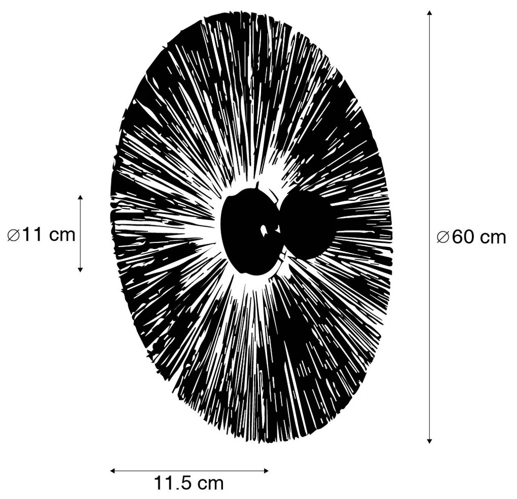 Rusztikus fali lámpa fekete kötéllel 60 cm - Leia