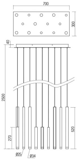 Redo 01-2057 - LED Csillár zsinóron MADISON 14xLED/4W/230V fényezett króm/fekete/réz