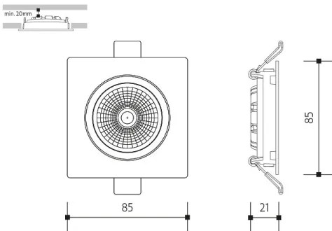 LED Beépíthető lámpa LED/6W/230V 3000K 8,5x8,5 cm fehér