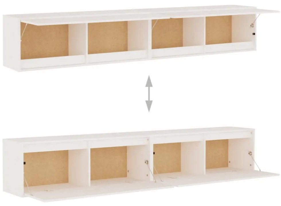 2 darab fehér tömör fenyőfa faliszekrény 100 x 30 x 35 cm