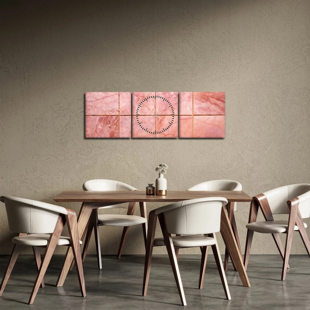 Kép - Rózsaszín, márványozott csempe (órával) (90x30 cm)
