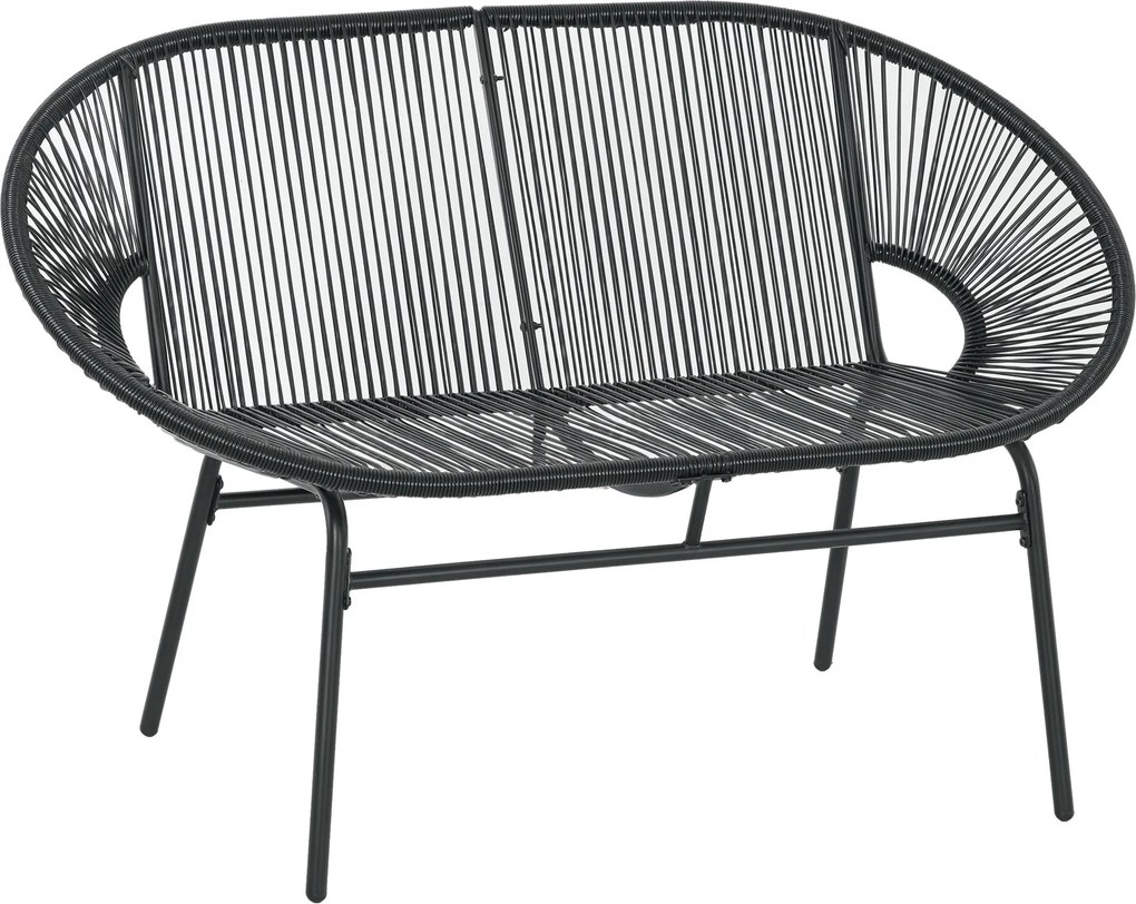Outsunny Rattan Karosszék, Polirattanból készült Kültéri Szék, 260 kg teherbírású Időjárásálló Kerti Szék, Kerti Székek Kertre, Erkélyre, Teraszra, Fe