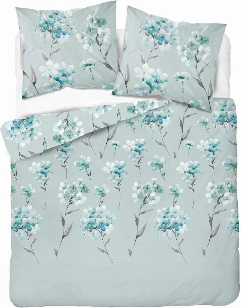 Flanel ágyneműhuzat 220x200 menta virágos Flanel