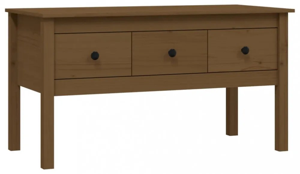 vidaXL mézbarna tömör fenyőfa dohányzóasztal 102 x 49 x 55 cm