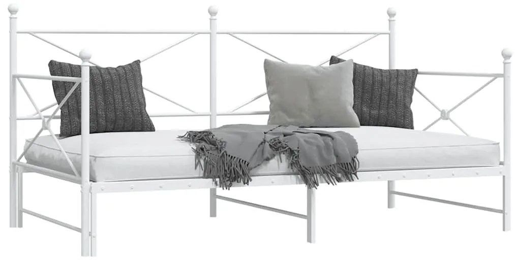 Daybed with Trundle without Mattress White 100x190 cm acél
