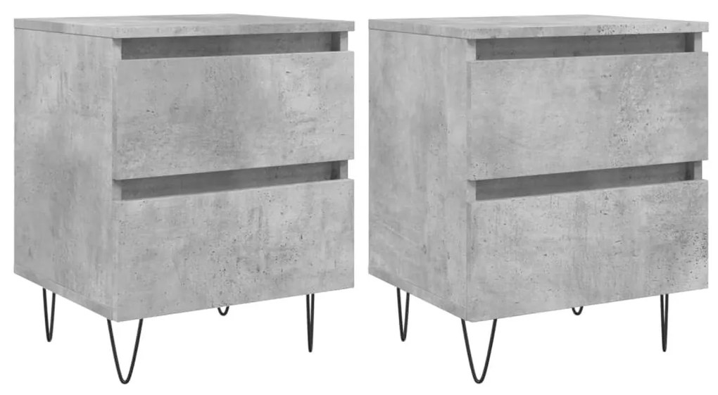 2 db betonszürke szerelt fa éjjeliszekrény 40 x 35 x 50 cm