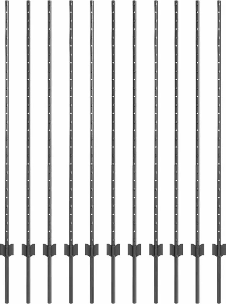 vidaXL Kerítésoszlop 11 pcs Szürke 140 cm Acél