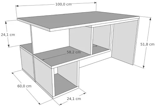 DILAY konferencia asztal 52x100 cm barna/fehér