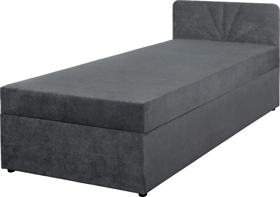 Boxspring ágy, egyszemélyes, szürke, 90x200, univerzális, SUPA