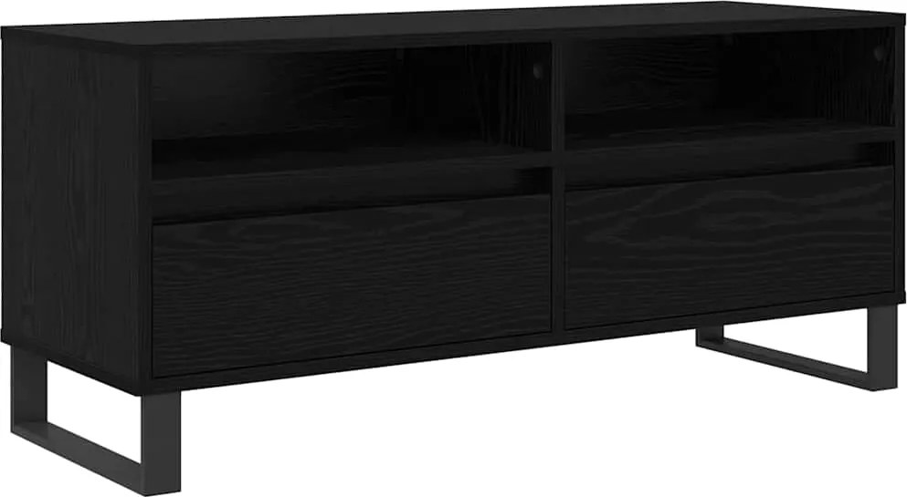 vidaXL TV szekrény Fekete tölgy 100 x 34,5 x 44,5 cm Műszaki fa és vas