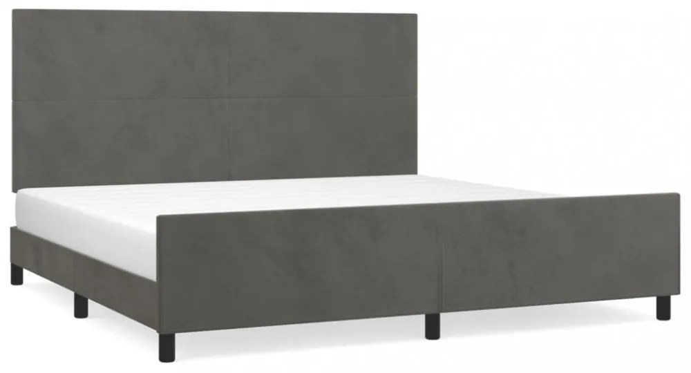 sötétszürke bársony ágykeret matrac nélkül 200 x 200 cm