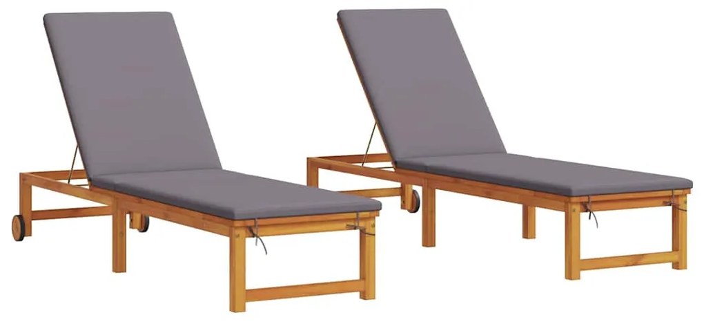 vidaXL Napozó 2 pcs Barna 202 x 53 x 89 cm Tömör Akácfa