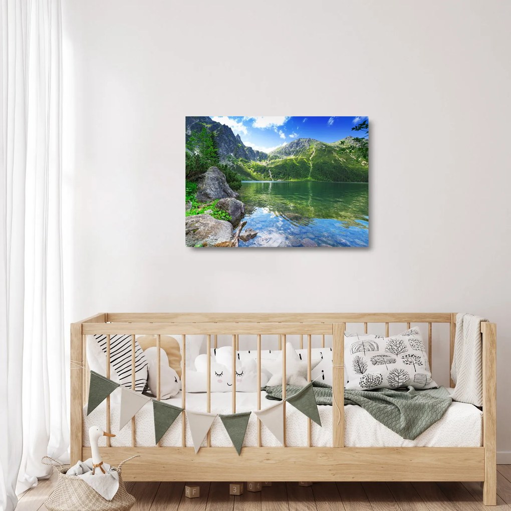 Tó a Tátrában képe (üvegen) (70x50 cm)