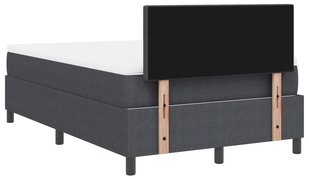 Box Spring Ágy Matracokkal Sötétszürke 120x200 cm Kordbársony Szövet