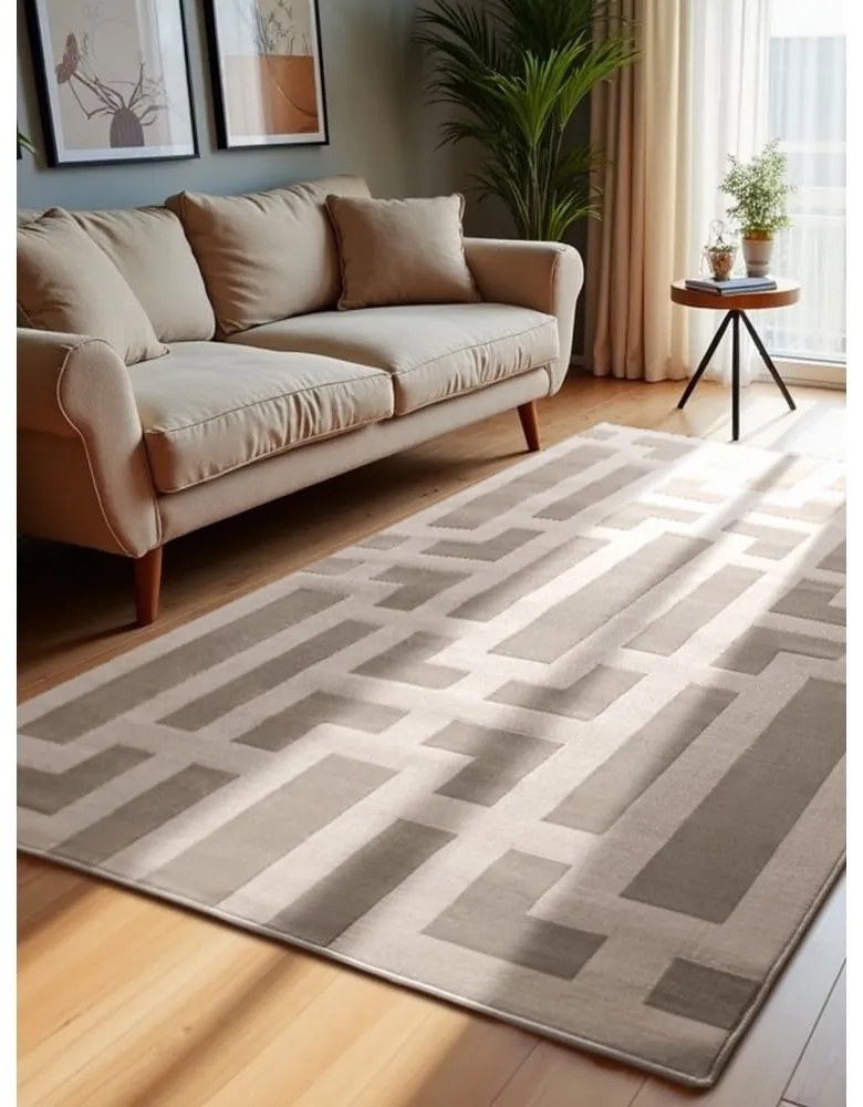 Szürke-krémszínű szőnyeg 160x235 cm Perles Onyx – Elle Decoration