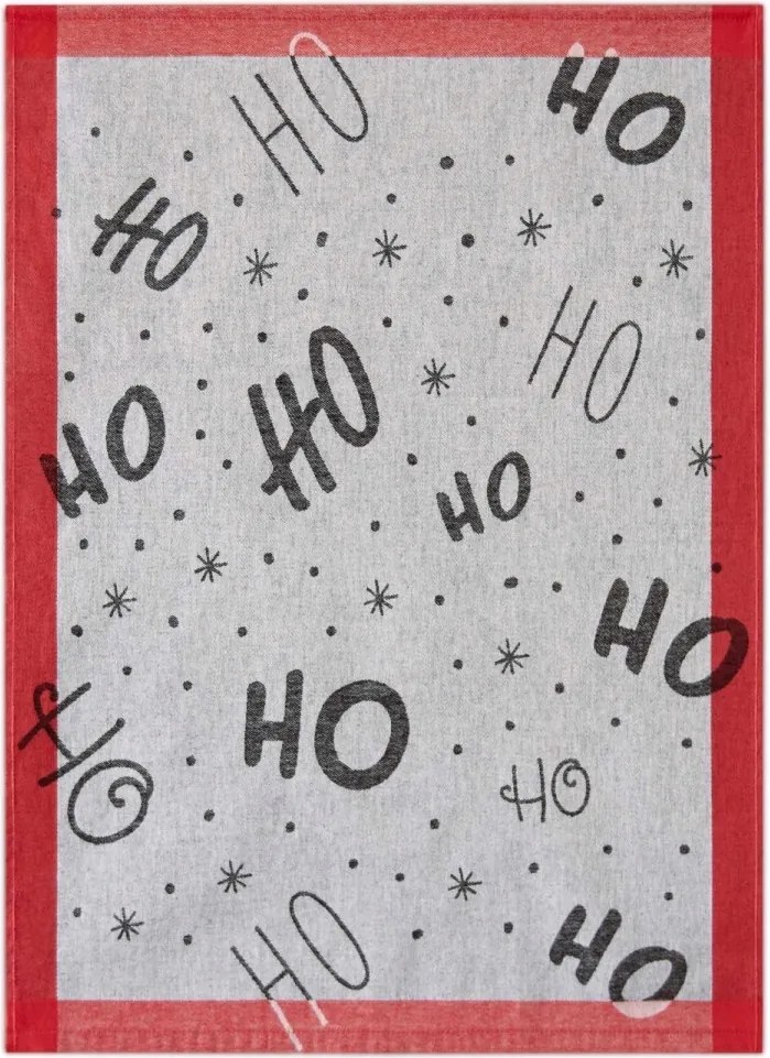 Karácsonyi konyhai törlőkendő Zwoltex Ho Ho Ho szürke piros