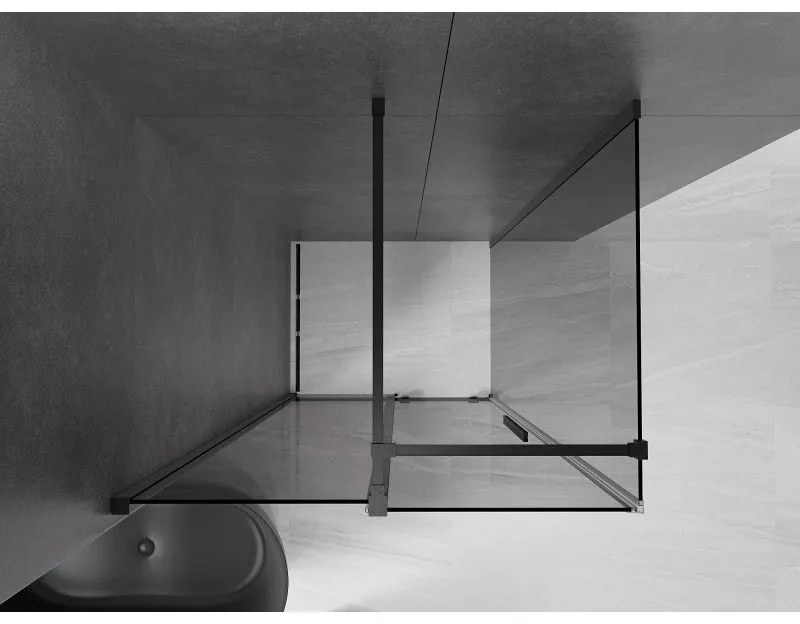 Mexen Velar, tolóajtós zuhanykabin 100 x 90 cm, 8mm szürke üveg, fekete matt, 871-100-090-41-70
