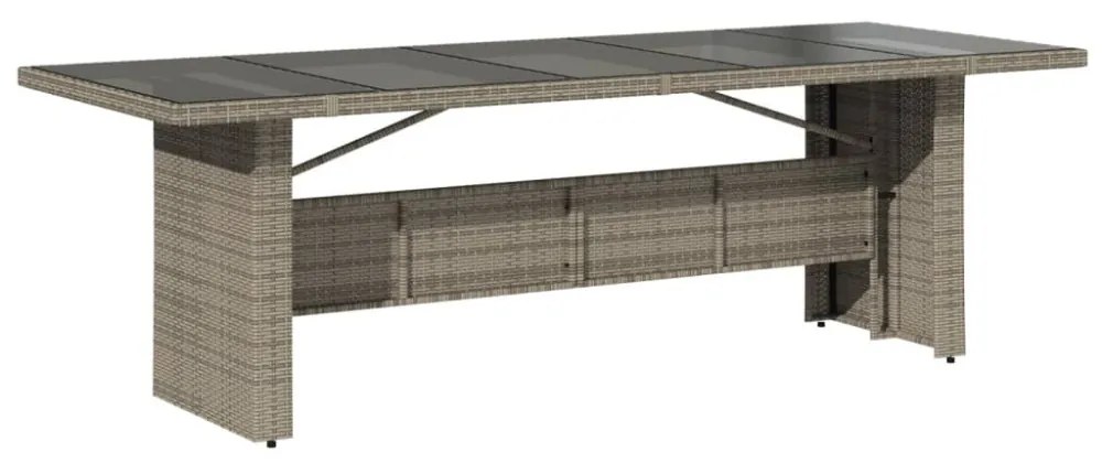 szürke polyrattan üveglapos kerti asztal 240 x 90 x 75 cm