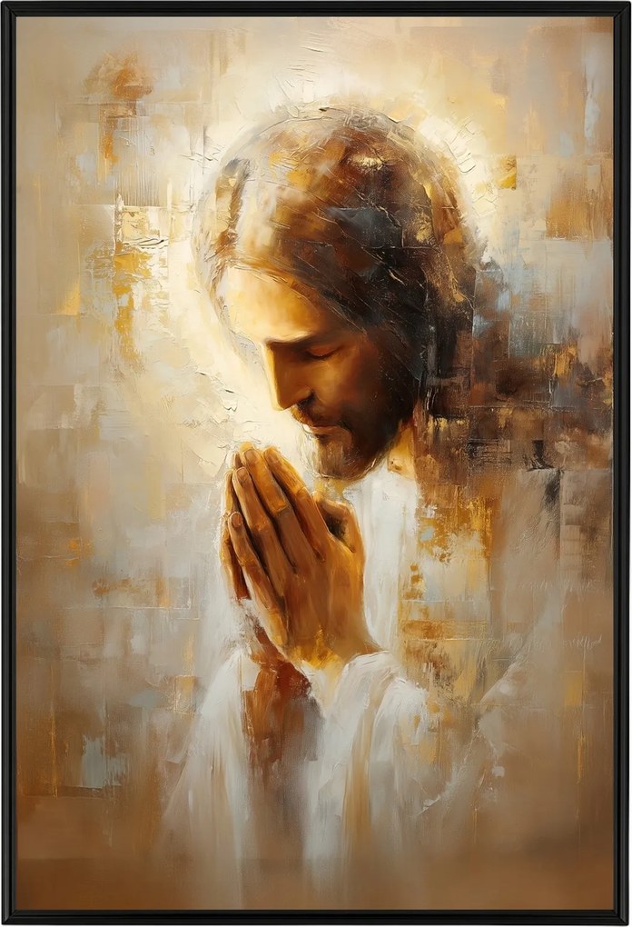 Poszter Alumínium Keret Jézus Krisztus Imádság Vallásos Művészet 40x60