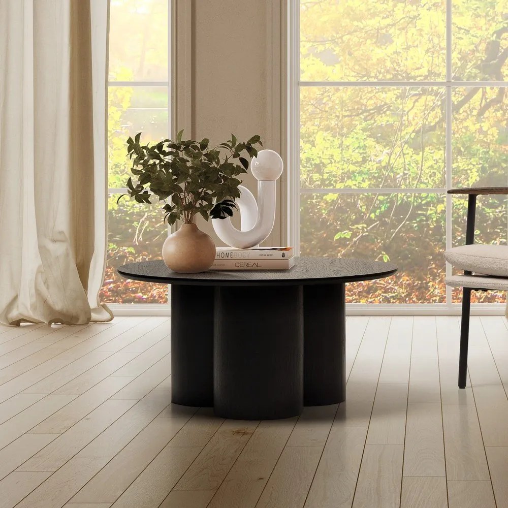 Fekete kerek dohányzóasztal ø 80 cm Lua – MOME