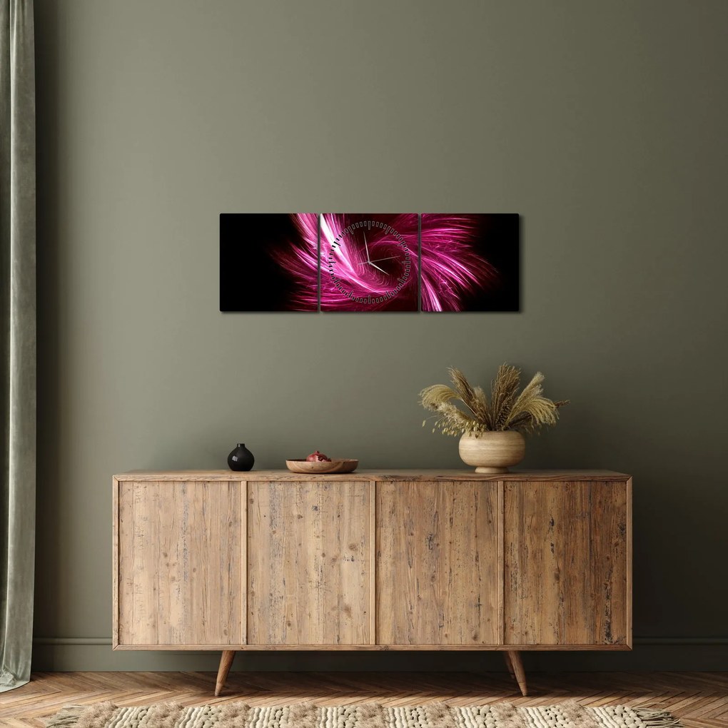 Kép - rózsaszín absztrakció (órával) (90x30 cm)