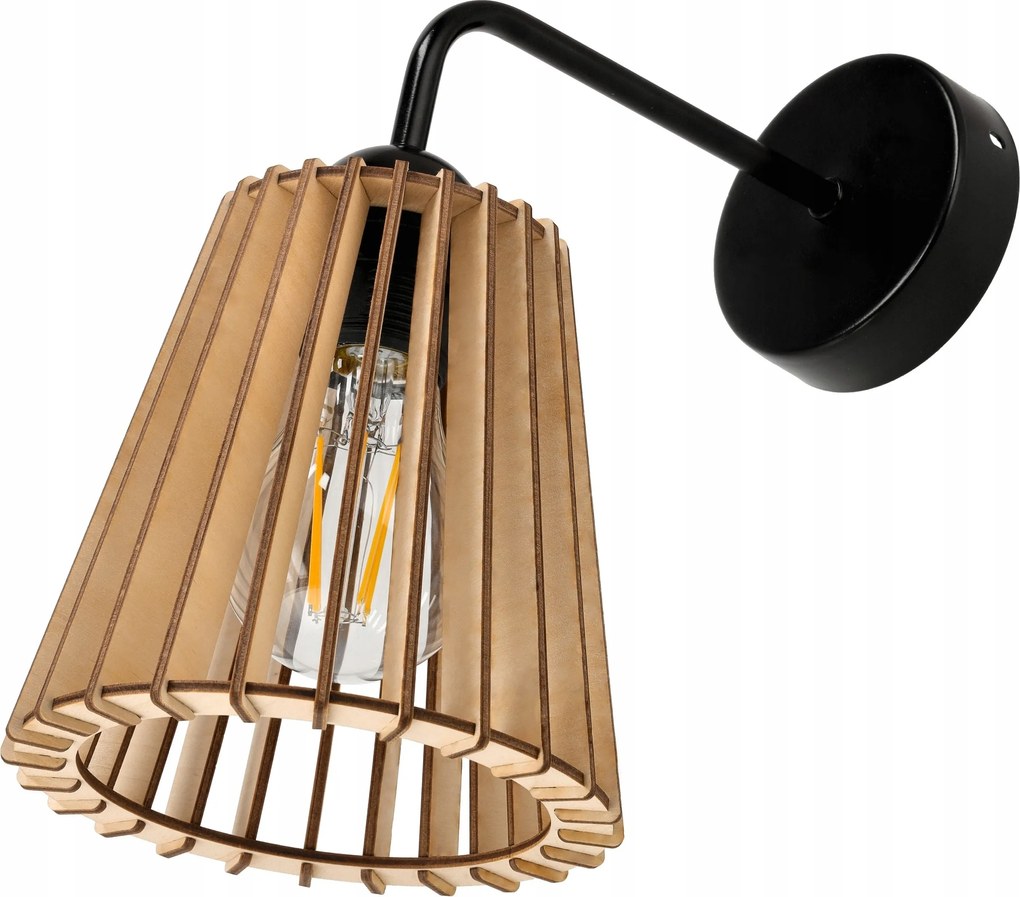 Led fali lámpa 1x E27 Loft Edison Led tükör fa kúp